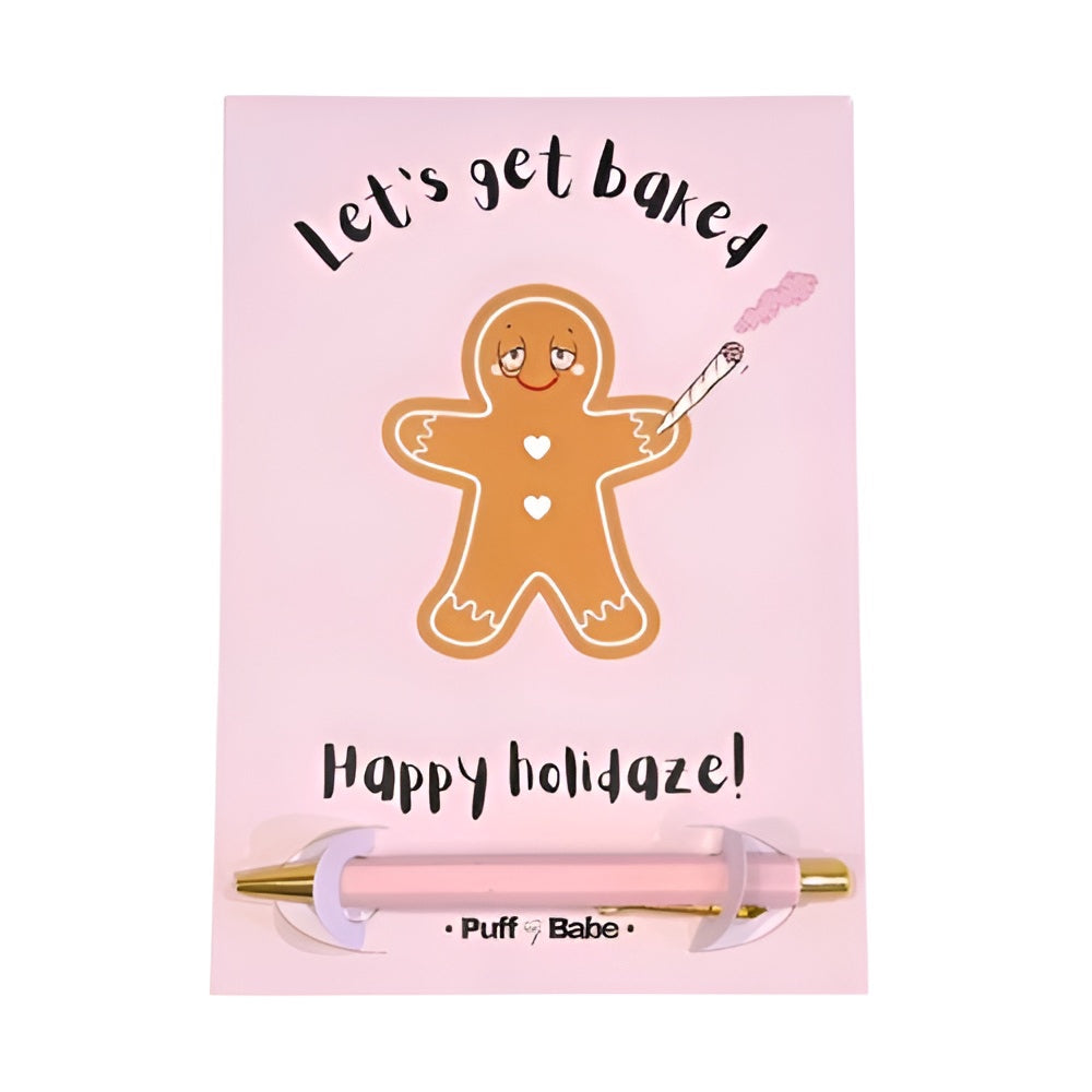 Puff Babe - 'Happy Holidaze' Greeting Card with built in Joint Holder